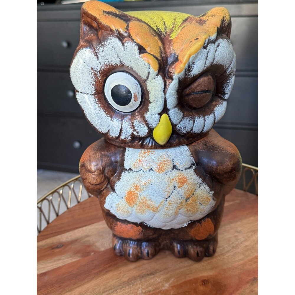 Vintage Shawnee Pottery  Winking Owl Cookie Jar 1950s USA Granny Core